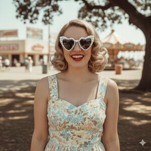 Sunglasses Heart Cat Eye Pearl Embellished 🤍